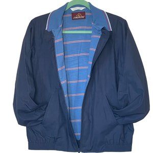 Jordache Navy Blue Full Zip Jacket Women's Large Lined Inner Made in Hong Kong